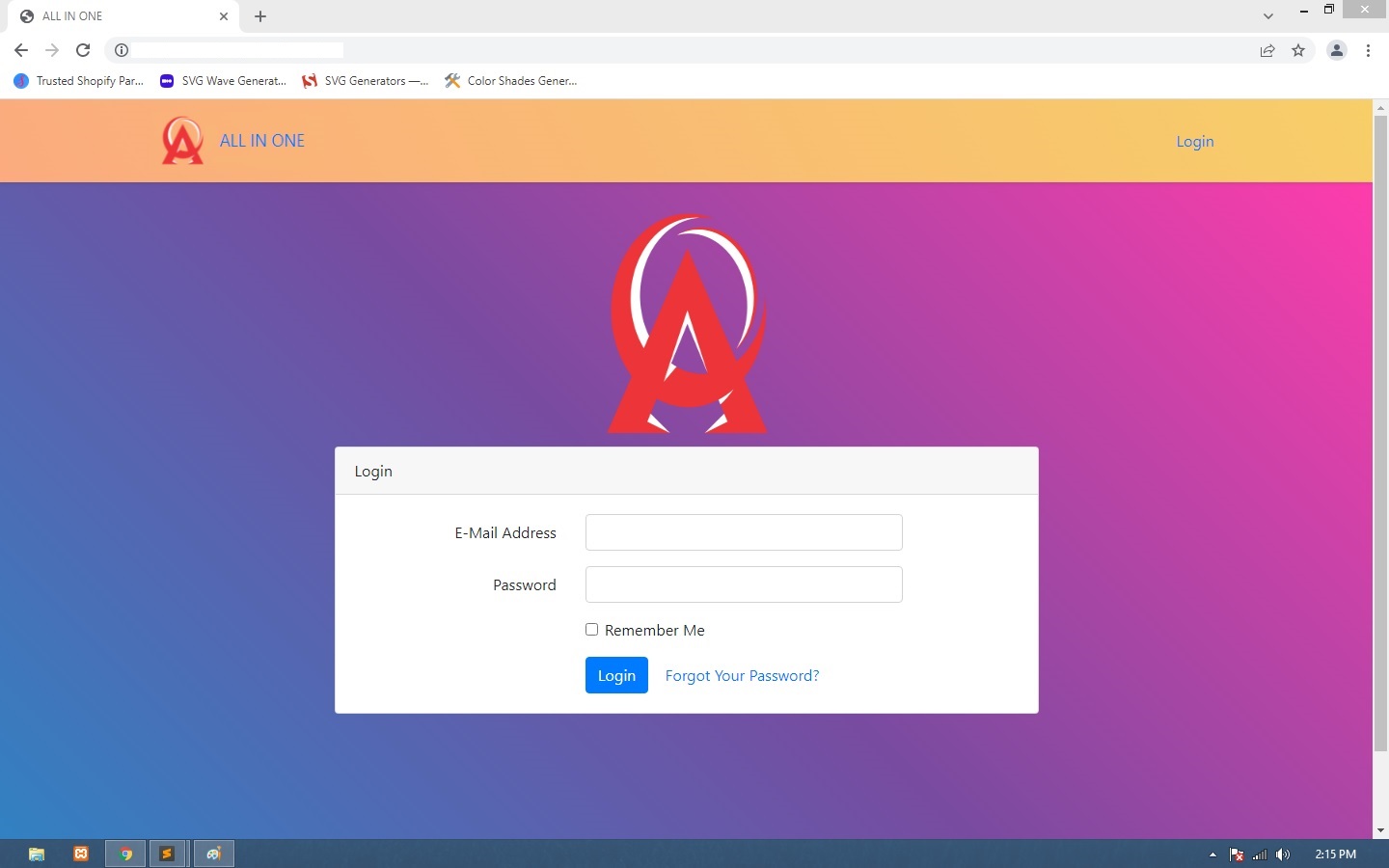 login page